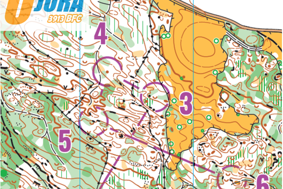 extrait de carte de course d'orientation du club Ojura